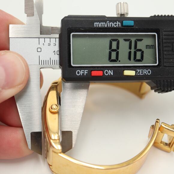 Joan Rivers Gold Tone Black Dial Womens Tank Watch Cuff Bracelet w New Battery - Picture 3 of 13